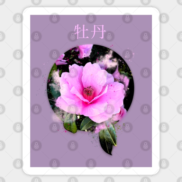 Pink camellia Sticker by Blacklinesw9